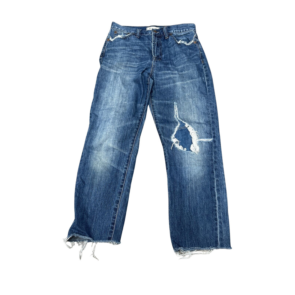 Madewell Distressed Straight Leg Jeans in Medium Blue